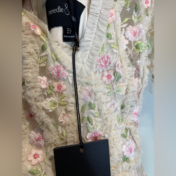 NEEDLE & THREAD Florentina Ankle Gown Dress Floral Lace Embroidered Ruffle - Picture 8 of 10